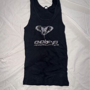 Y2K BlingBlack Cobra Performance Ribbed Tank with Silver Logo
